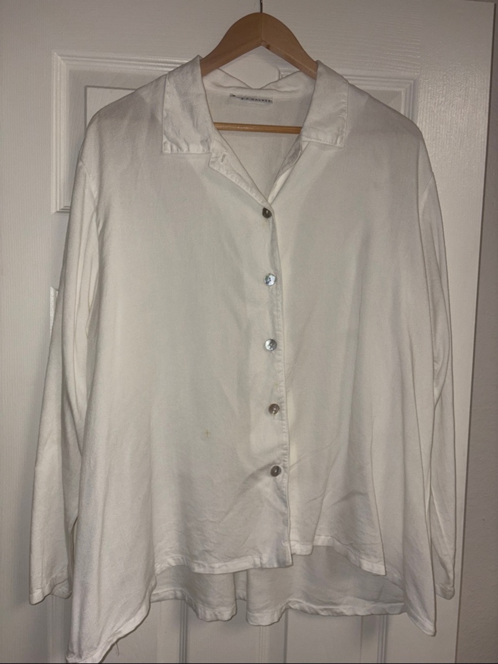 bryn Walker Cream Button-Front Long Sleeve Top